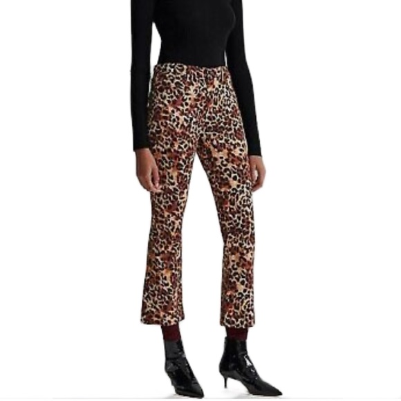 AG Jodi Crop High-Rise Slim Flare Jeans Leopard Animal Print Tan Black 27 NWOT - Picture 9 of 9